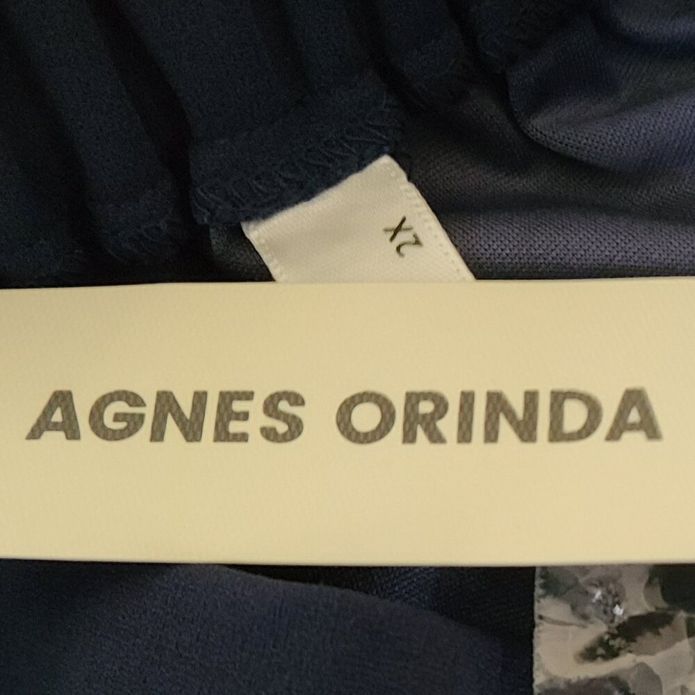 AGNES ORINDA WOMEN'S NAVY-BLUE MIDI COMFY STRETCH  A-LINE SKIRT SIZE  2X - Picture 2 of 6